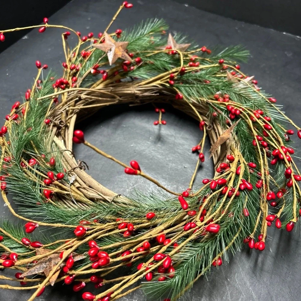 Festive Red Berry and Pine Holiday Wreath - Brand